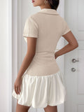 Perfee Johnny Collar Short Sleeve Mini Dress - Trendsi