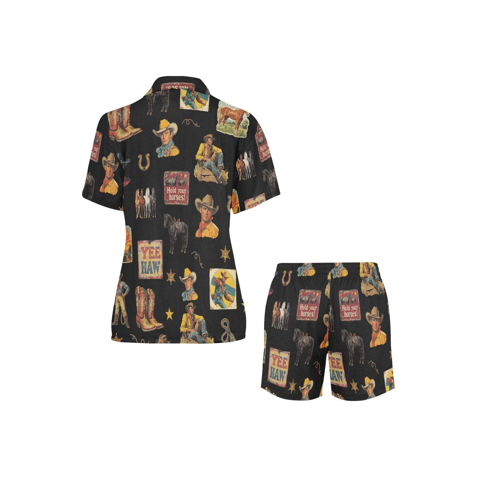 Baha Ranch Vintage Cowboy Collage Western Pajama Set - Baha Ranch Western Wear - Flyclothing LLC