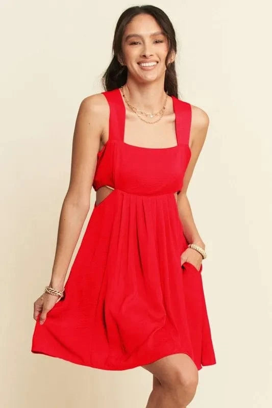 Davi & Dani Washed Satin Cutout Skirt Bandeau Mini Dress - Trendsi