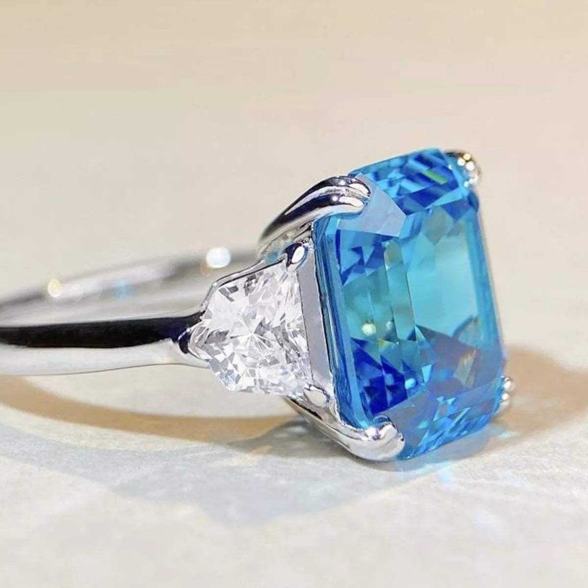925 Sterling Silver Zircon Square Ring - Trendsi - Flyclothing LLC