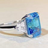 925 Sterling Silver Zircon Square Ring - Trendsi - Flyclothing LLC