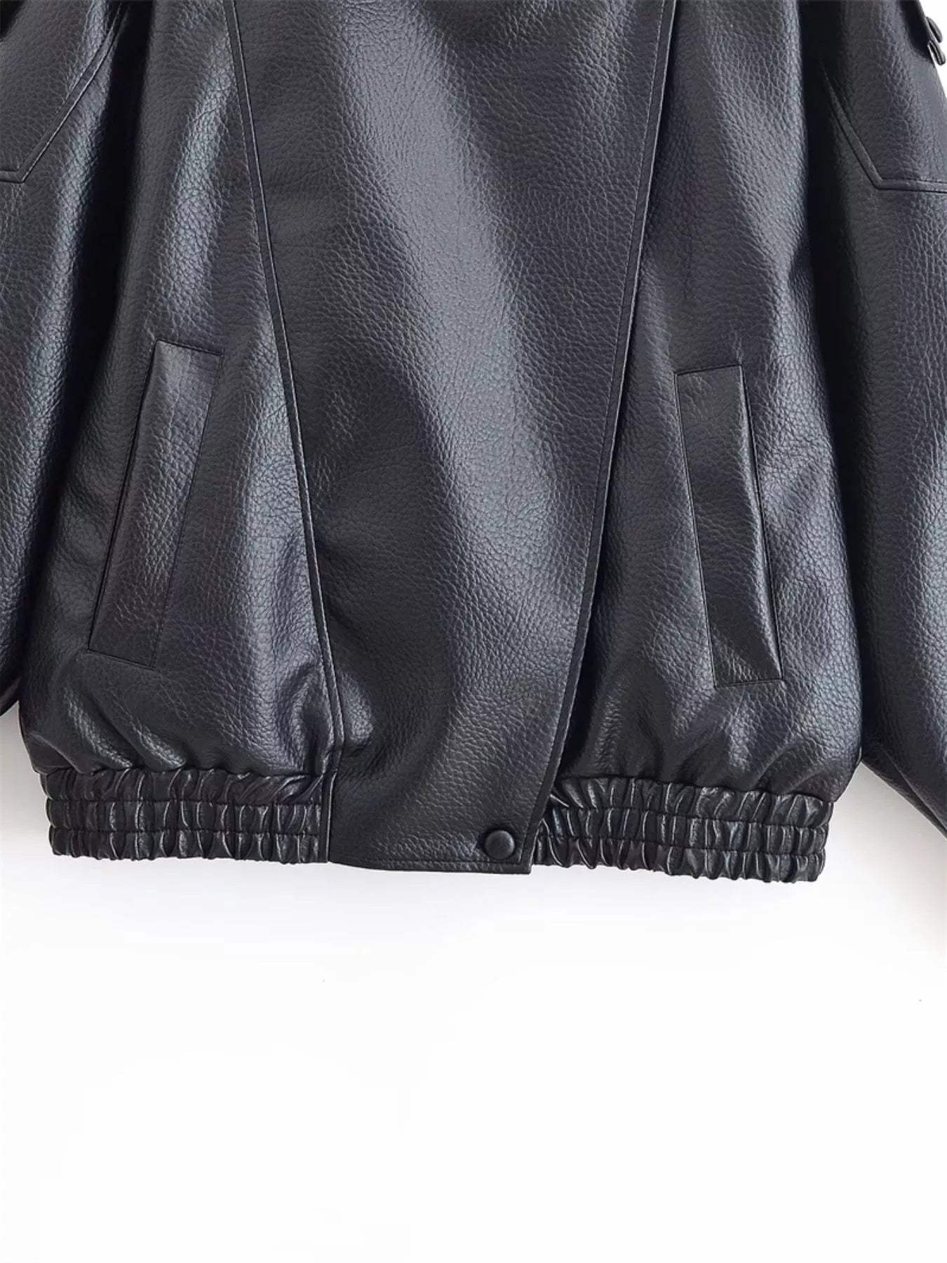 Asymmetrical Faux Leather Moto Jacket - Trendsi - Flyclothing LLC