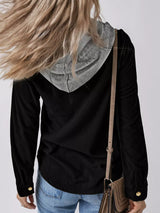 Hooded Corduroy Button-Down Jacket - Trendsi - Flyclothing LLC