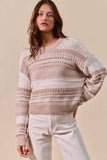 SO ME Variegated Stripe Textured Loose Fit Sweater - Trendsi - Flyclothing LLC