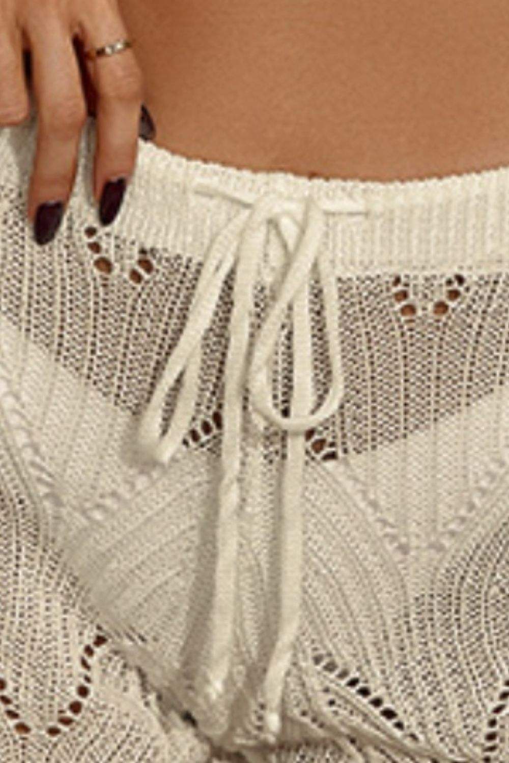 Drawstring Cutout Swim Shorts - Trendsi - Flyclothing LLC