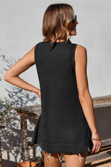 Waffle-Knit Wide Strap Tank - Trendsi - Flyclothing LLC