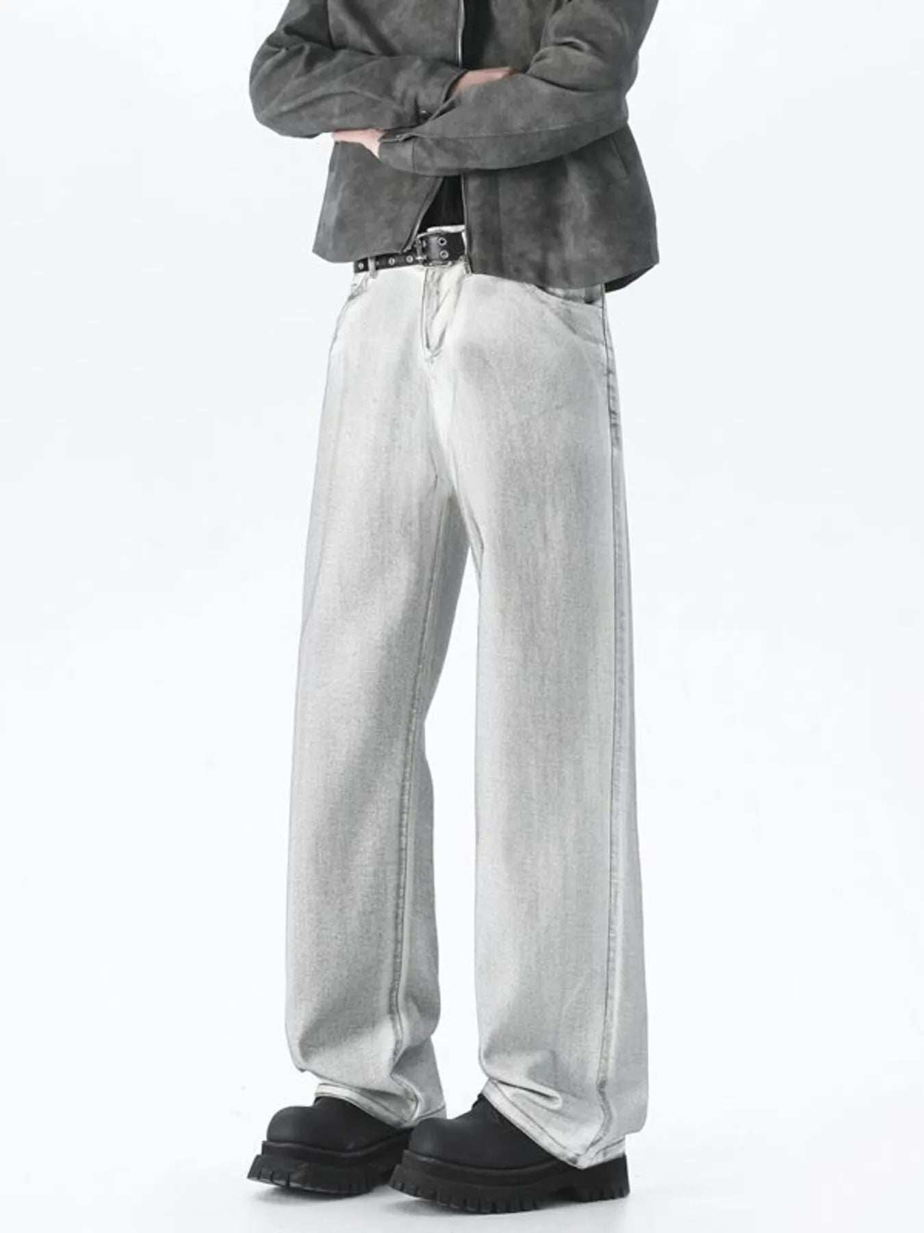 Men's Plus Size Wide Leg High Waisted Jeans - Trendsi - Flyclothing LLC