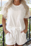 Texture Short Sleeve Top and Shorts Set - Trendsi - Flyclothing LLC