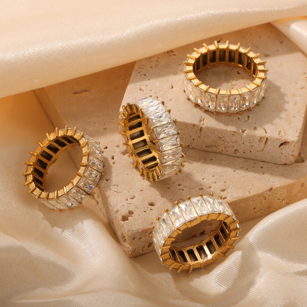 Titanium Steel Inlaid Zircon Ring Trendsi