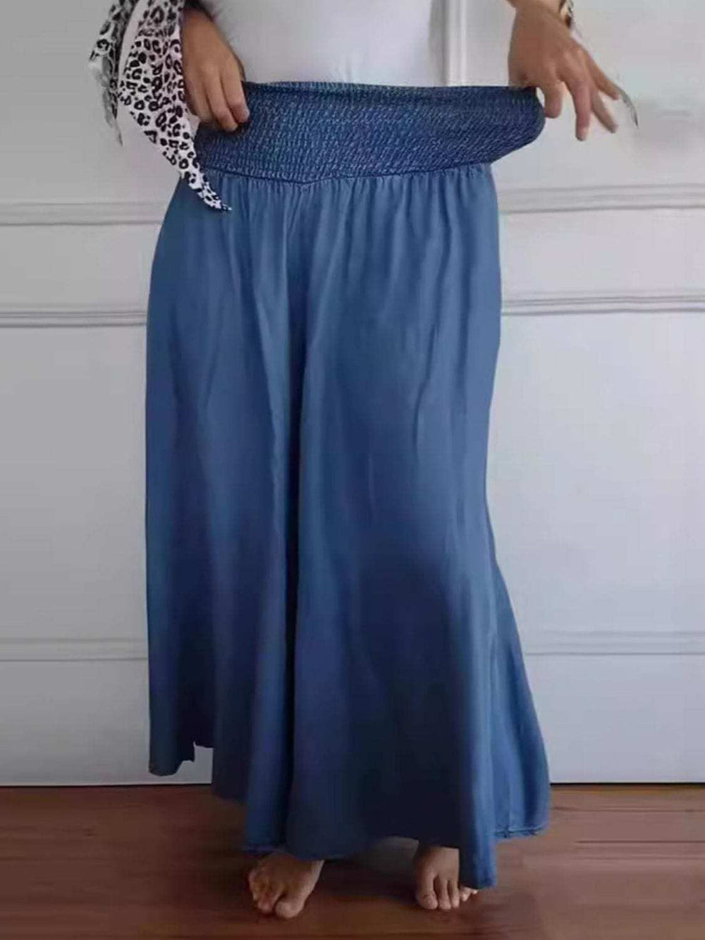 Full Size Smocked Wide Leg Pants with Pockets - Trendsi - Flyclothing LLC