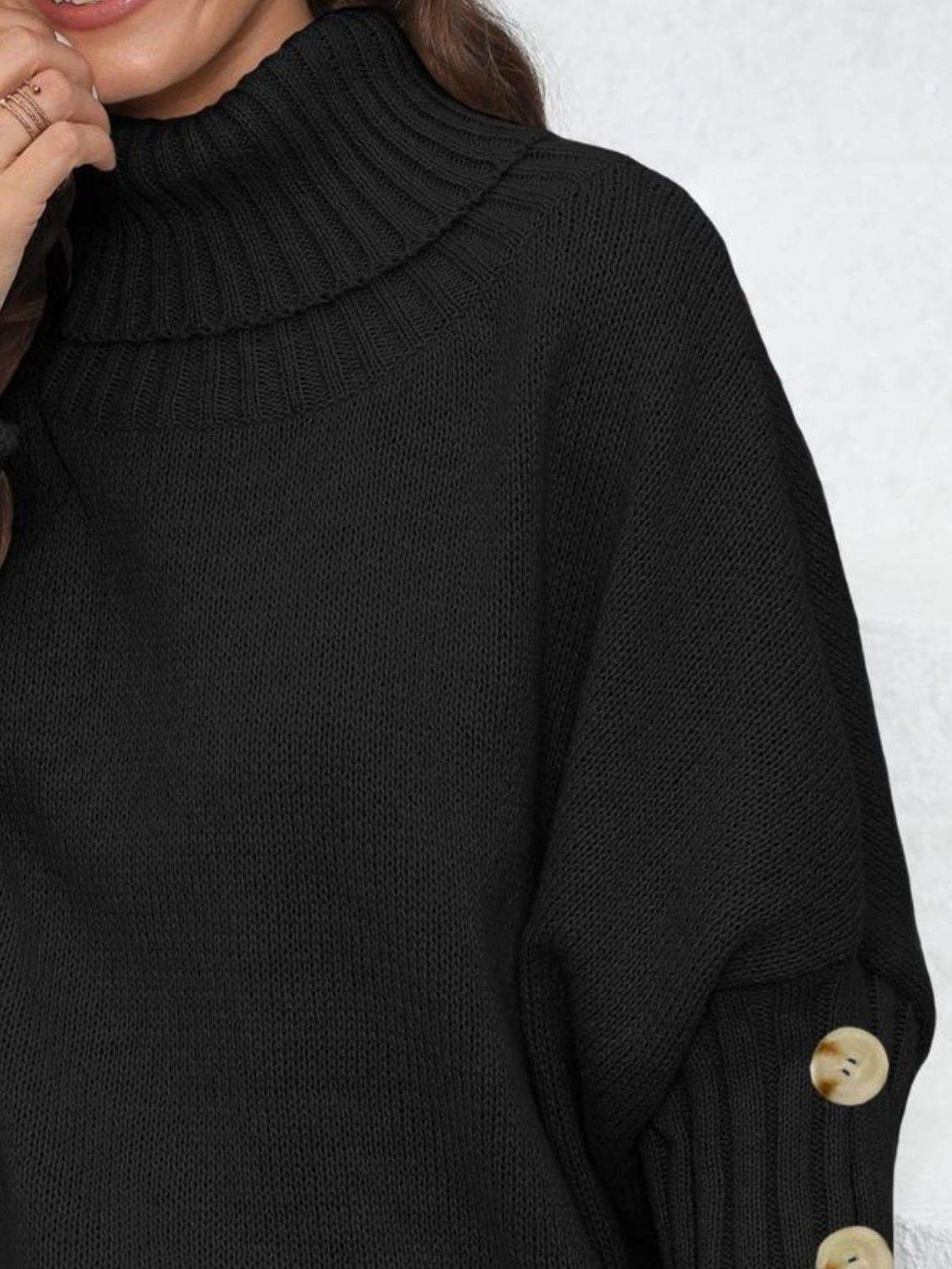 Turtleneck Long Sleeve Sweater - Trendsi - Flyclothing LLC