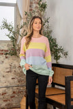 Sew In Love Full Size Color Block Round Neck Dropped Shoulder Sweater - Trendsi