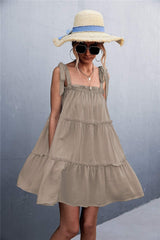 Frill Tiered Tie Shoulder Mini Cami Dress - Trendsi - Flyclothing LLC