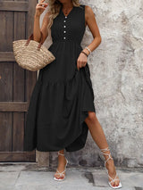 Notched Sleeveless Maxi Tank Dress - Trendsi - Flyclothing LLC