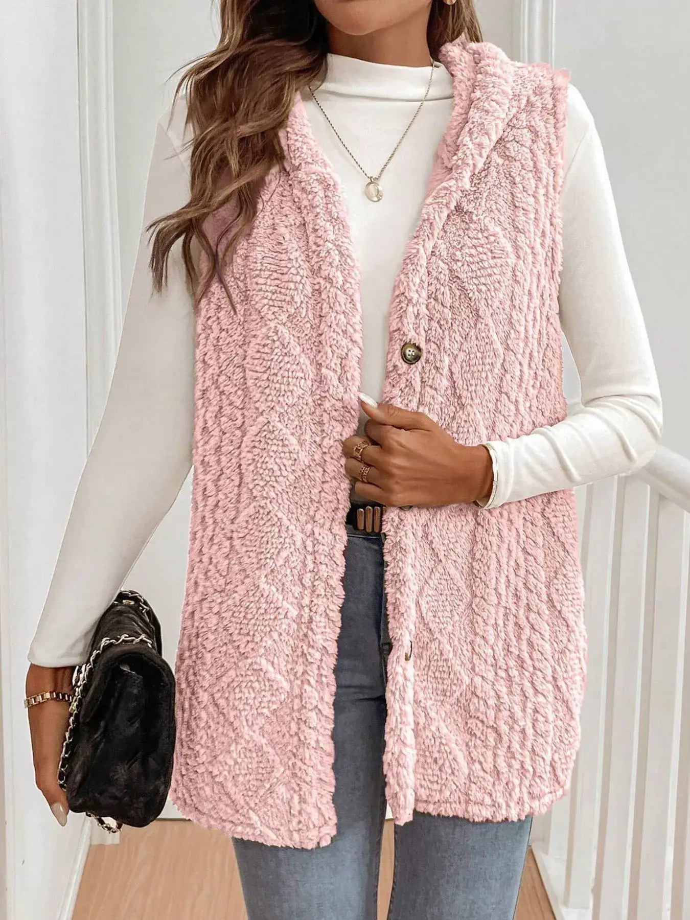 Cozy Sherpa Fleece Hooded Vest Coat - Trendsi - Flyclothing LLC