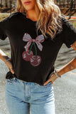 Cherry Graphic Round Neck Short Sleeve T-Shirt - Trendsi - Flyclothing LLC
