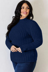 Basic Bae Full Size Ribbed Mock Neck Long Sleeve T-Shirt - ShopBasicbae - Flyclothing LLC