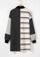 Striped Patchwork Long Sleeve Mini Dress - Trendsi - Flyclothing LLC