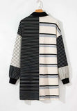Striped Patchwork Long Sleeve Mini Dress - Trendsi - Flyclothing LLC