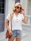 Florira Notched Short Sleeve T-Shirt - Trendsi - Flyclothing LLC
