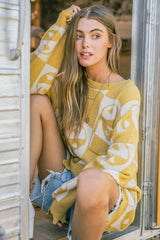 And The Why Checkerboard Sweater with Yin Yang Pattern - Trendsi - Flyclothing LLC
