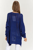 Davi & Dani Openwork Side Slit Drop Shoulder Knit Cover Up - Trendsi