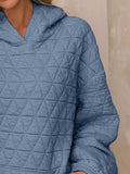 Textured Long Sleeve Hoodie with Pockets - Trendsi - Flyclothing LLC