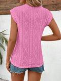 Openwork Round Neck Cap Sleeve Top - Trendsi - Flyclothing LLC