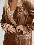 Lapel Collar Long Sleeve Blazer with Pockets - Trendsi