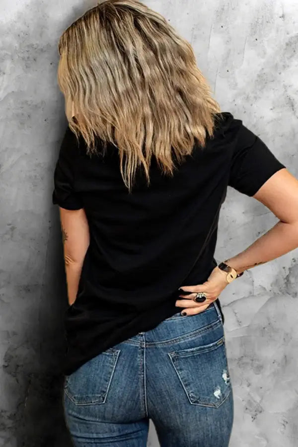 AMEN Bow Round Neck Short Sleeve T Shirt - Trendsi - Flyclothing LLC