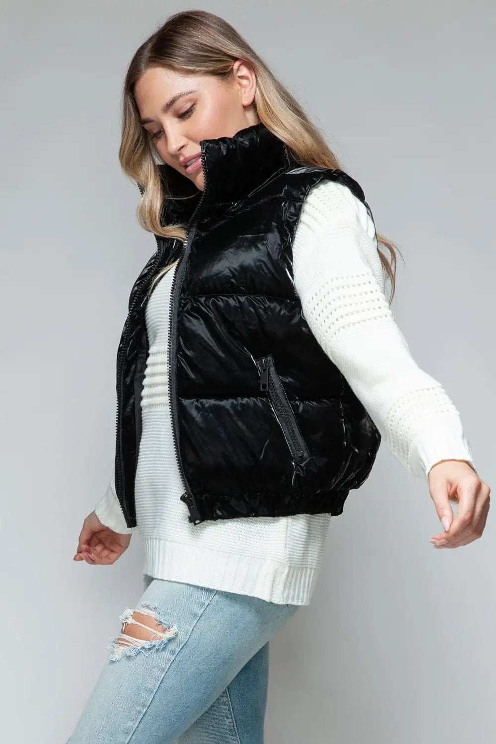 Snobbish Fine Fur Lining Quilted Vest - Trendsi - Flyclothing LLC