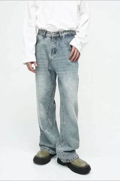 Mid Rise Jeans with Pockets - Trendsi - Flyclothing LLC