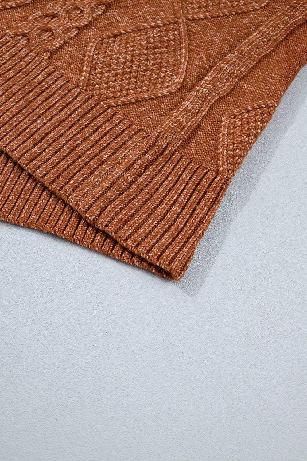 Zip-Up Cable Knit Drop Shoulder Sweater Dress - Trendsi - Flyclothing LLC