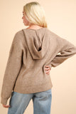 VERY J Seam Detail Drop Shoulder Hooded Sweater - Trendsi