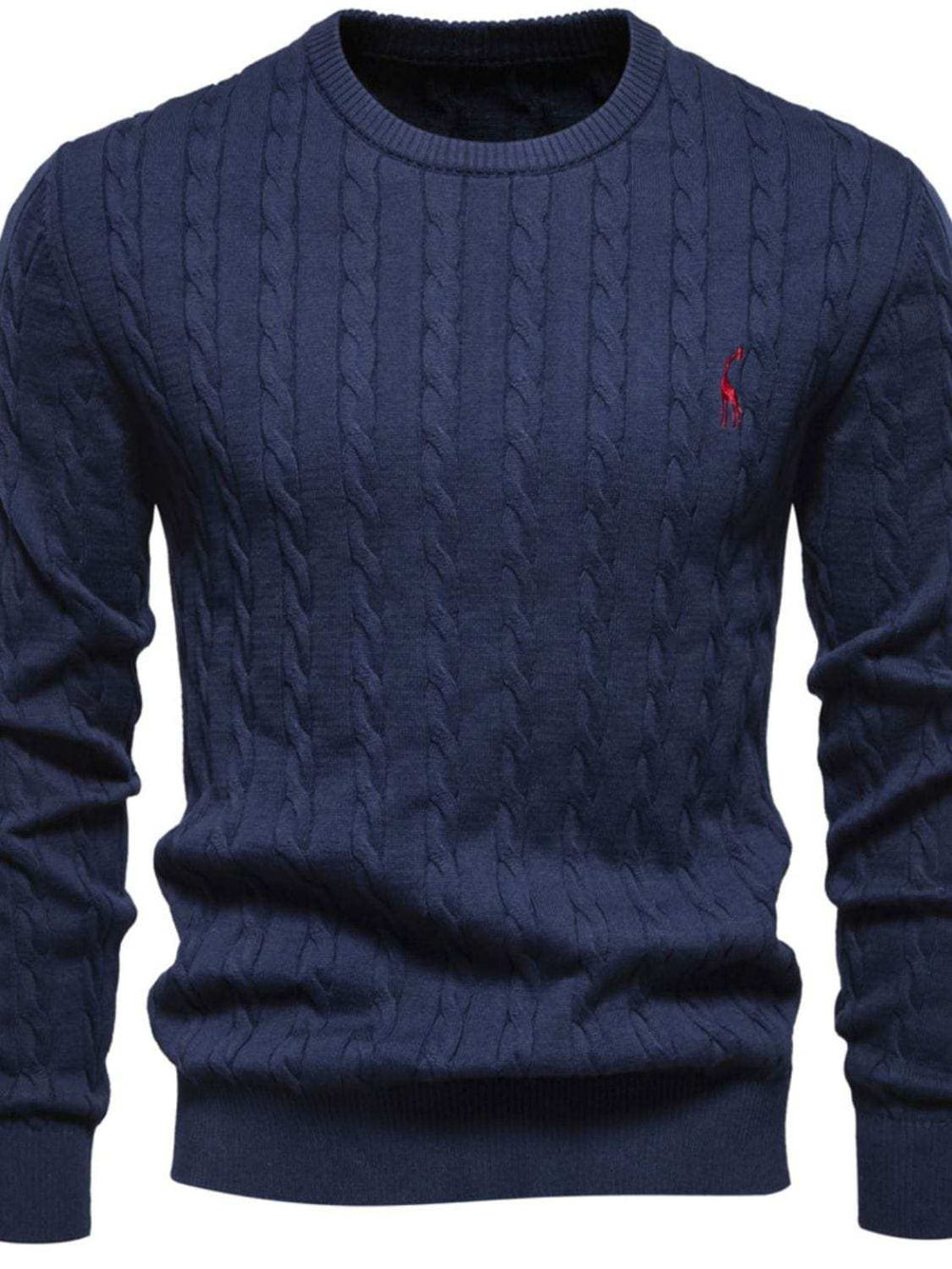 Men's Cable-Knit Round Neck Long Sleeve Sweater - Trendsi - Flyclothing LLC