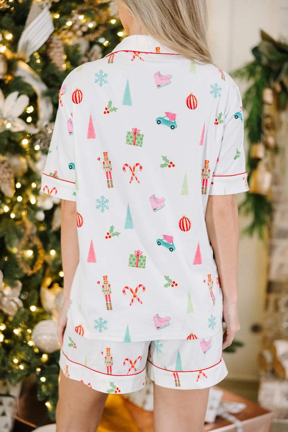 Printed Short Sleeve Top and Shorts Lounge Set - Trendsi - Flyclothing LLC