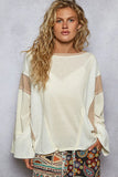 POL Contrast Round Neck Long Sleeve T-Shirt - Trendsi