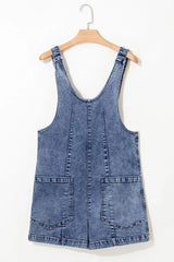 U Neck Patched Pocket Denim Overalls - Trendsi - Flyclothing LLC
