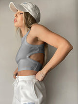 Cutout Round Neck Tank - Trendsi - Flyclothing LLC