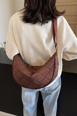 Plaid Quilted Adjustable Strap Crossbody Bag - Trendsi