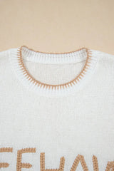 YEEHAW Stitch Edge Crew Neck Knit Top - Trendsi - Flyclothing LLC