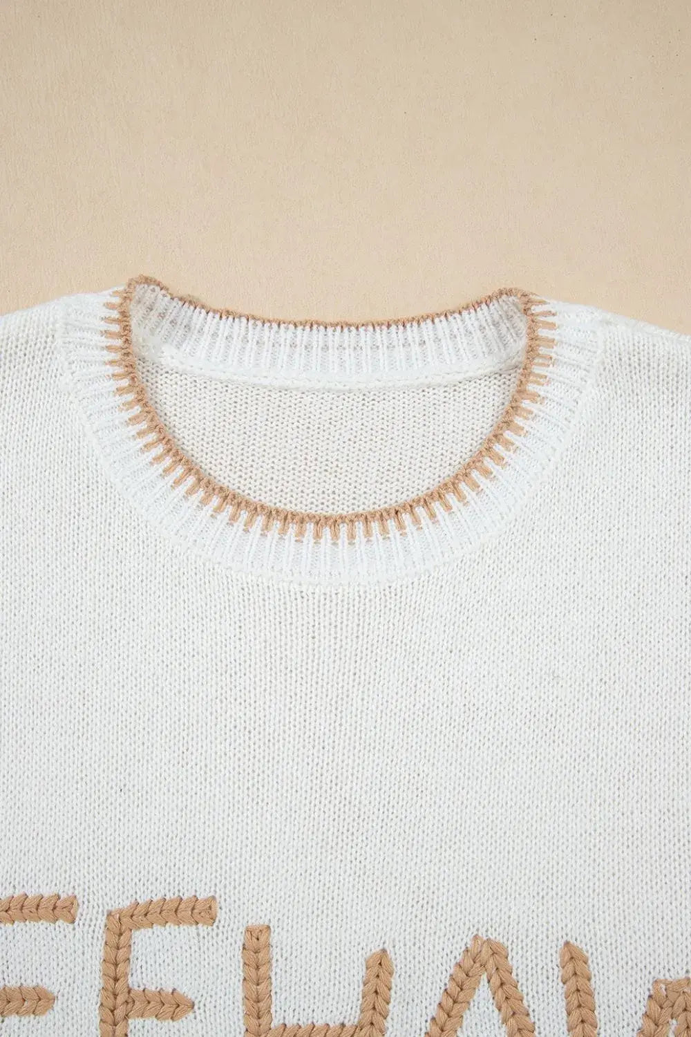 YEEHAW Stitch Edge Crew Neck Knit Top - Trendsi - Flyclothing LLC