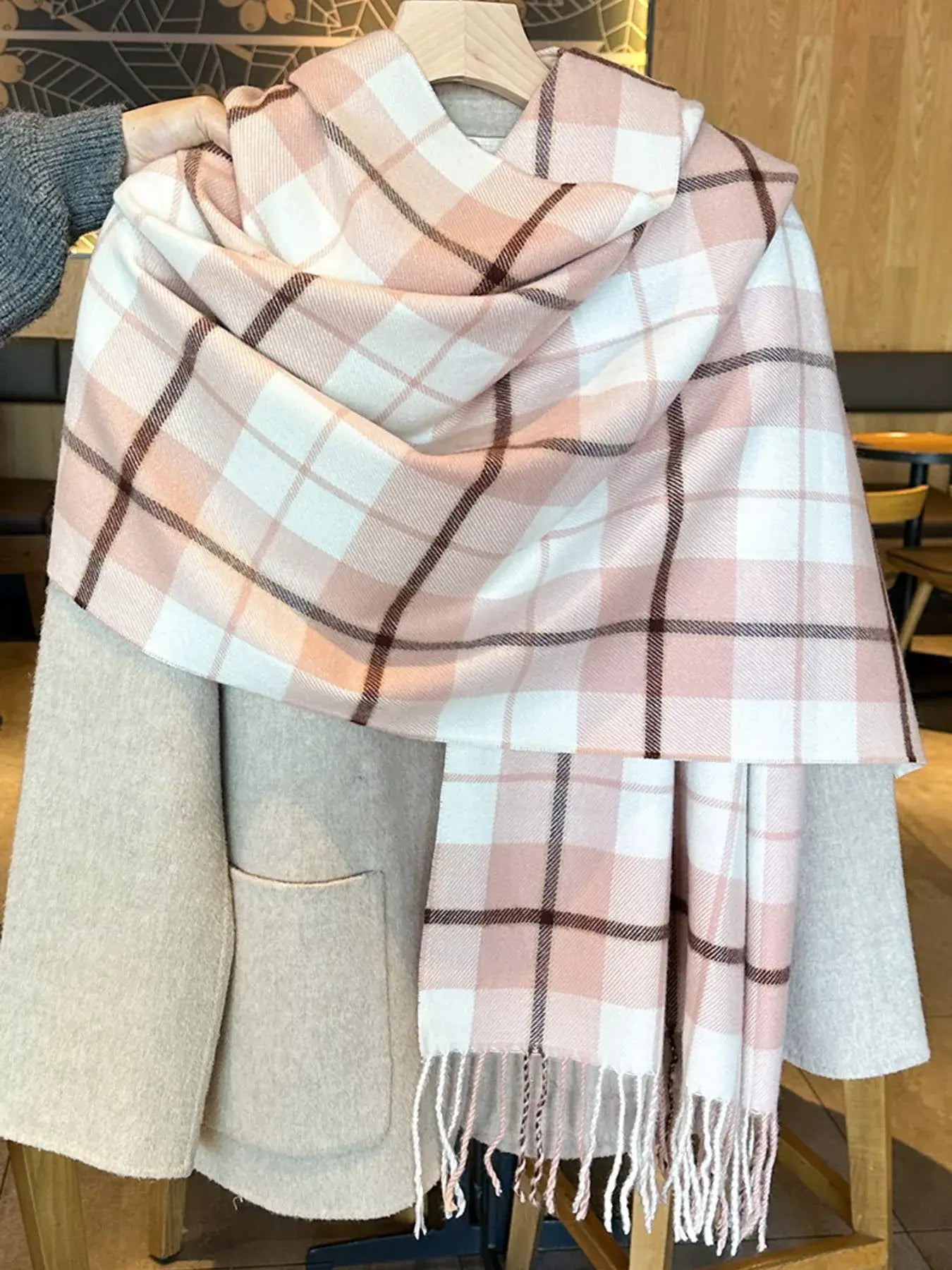 Classic Plaid Fringe Scarf - Trendsi - Flyclothing LLC