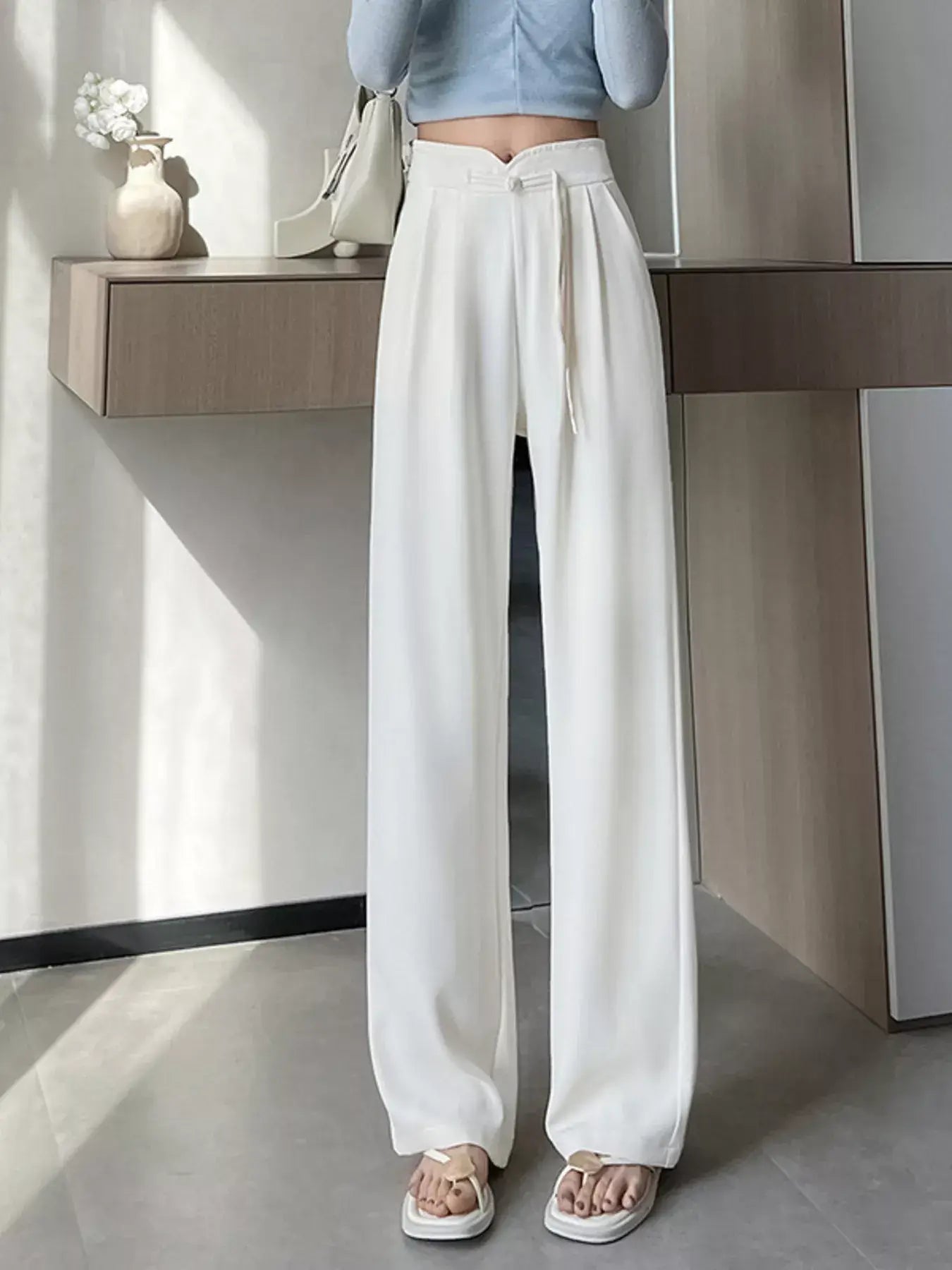 High-Waisted Wide-Leg Pants - Trendsi - Flyclothing LLC