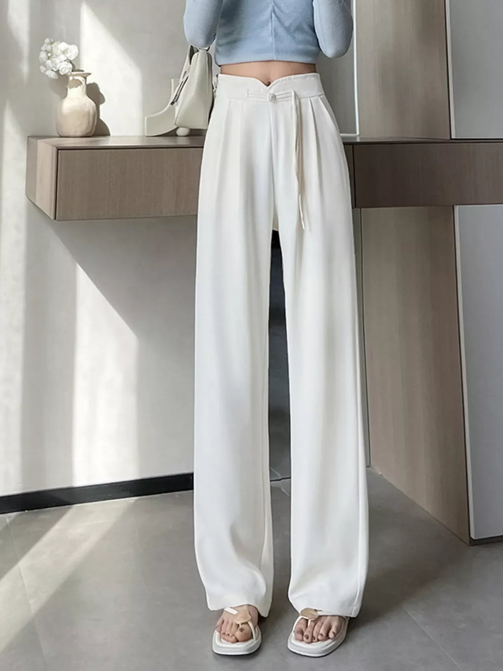 High-Waisted Wide-Leg Pants - Trendsi - Flyclothing LLC