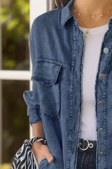 Full Size Pocketed Button Up Long Sleeve Denim Jacket - Trendsi - Flyclothing LLC