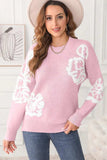 Slit Round Neck Dropped Shoulder Sweater - Trendsi - Flyclothing LLC