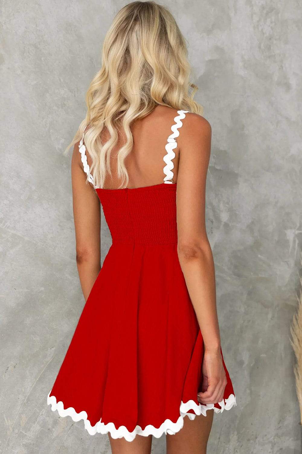Contrast Trim Square Neck Mini Dress - Trendsi - Flyclothing LLC