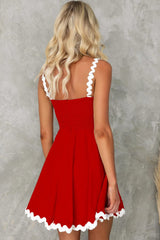 Contrast Trim Square Neck Mini Dress - Trendsi