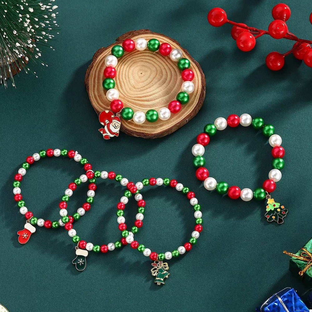 5 Piece Christmas Synthetic Pearl Bracelet - Trendsi - Flyclothing LLC